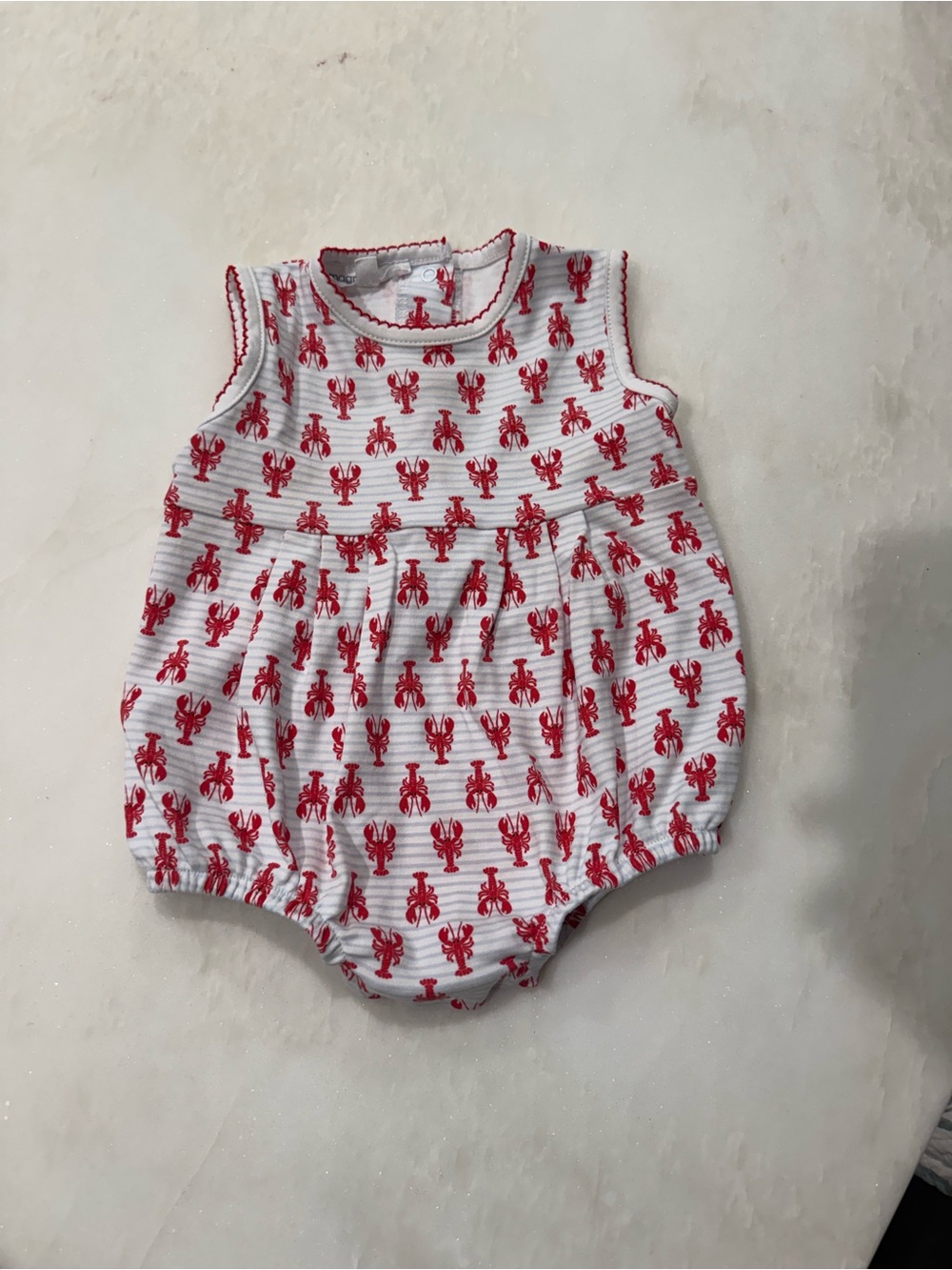 Magnolia White and Red Lobster Print Baby Bubble Romper